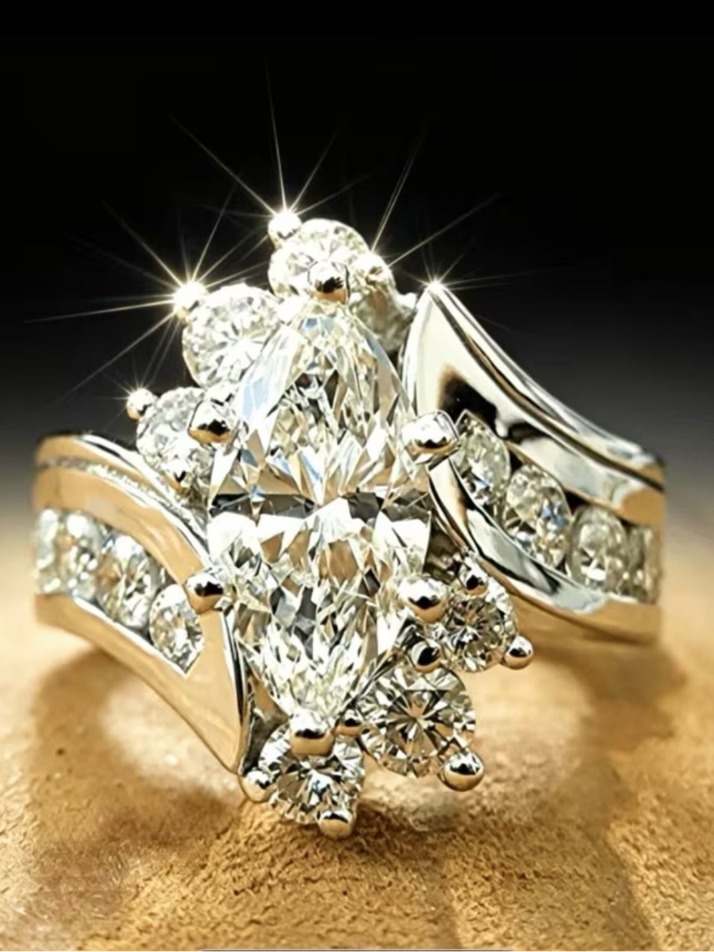 Luxurious Marquise White Cz Cut Ring